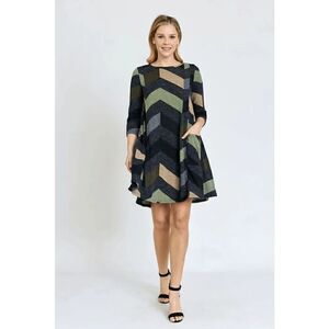 Egs California Women's Multi Color Chevron A-Line Mini Dress M